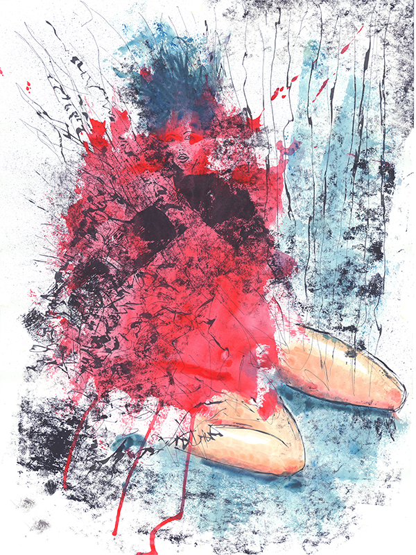 Image of a Red and Blue Abstract mess with legs - Artist: Jonas Hastings